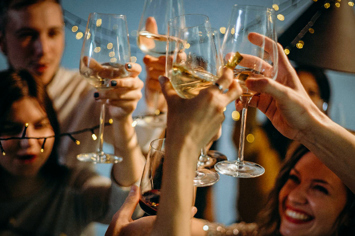 Private party ambience with lights and guests